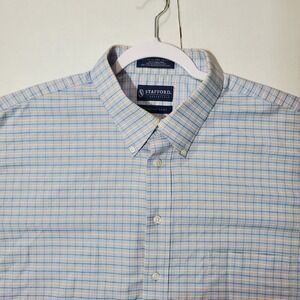 Stafford Essentials The Oxford Shirt, Long Sleeve Button Down Size X Tall 18 1/2